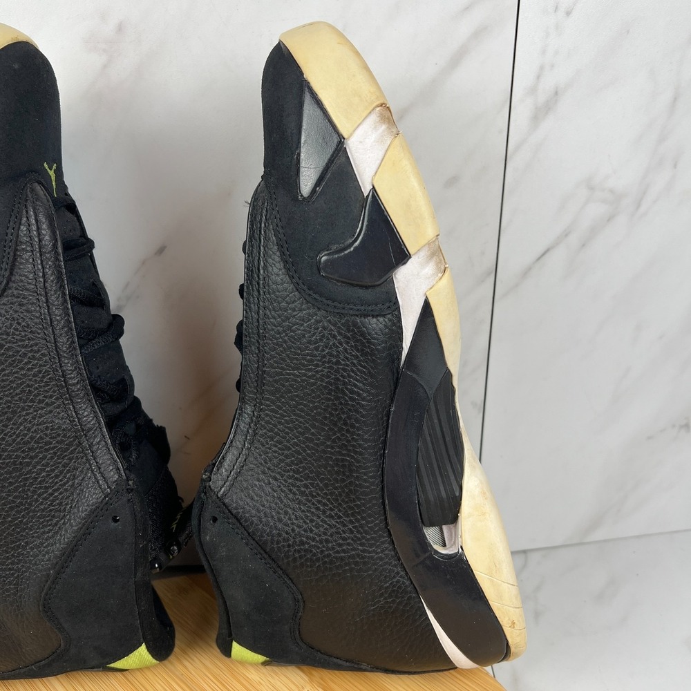 Nike Air Jordan 14 Indiglo Mens Size 12 Black Green Sneakers Shoes 487471-005 - Picture 6 of 12